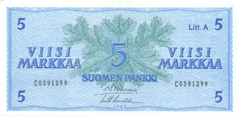 5 Markkaa 1963 Litt.A C0391299